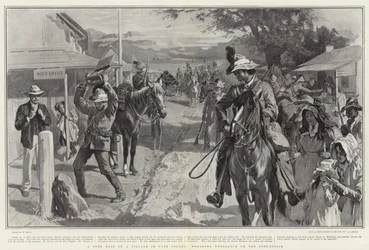 A Boer Raid on a Village in Cape Colony, wreaking Vengeance on the Post-Office